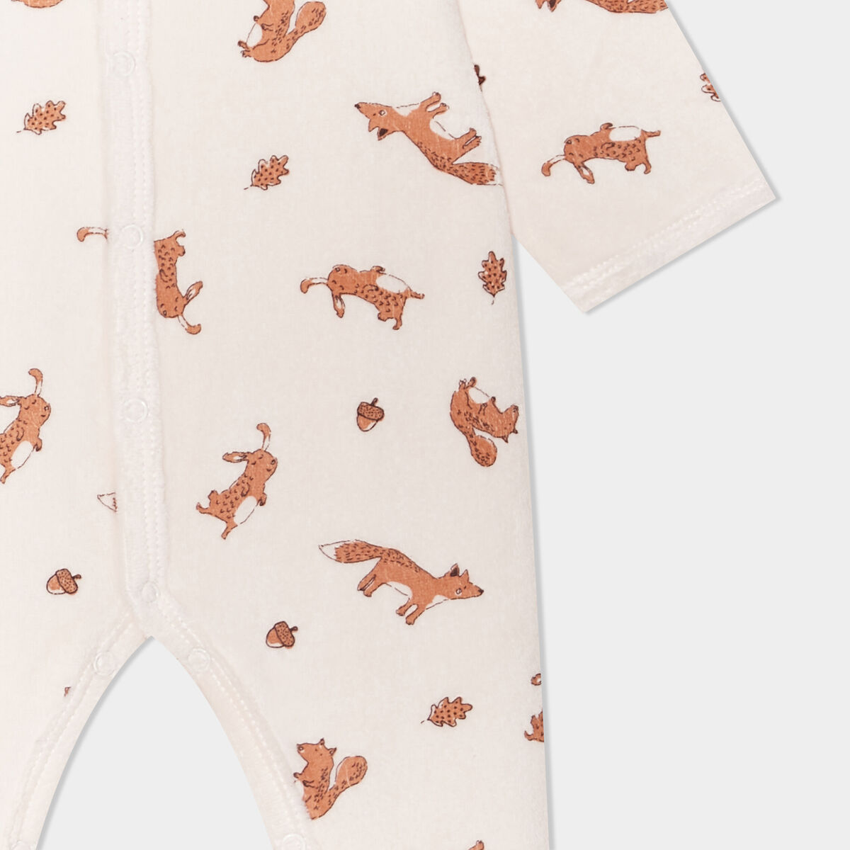 Pyjama dors-bien en velours ecru bébé