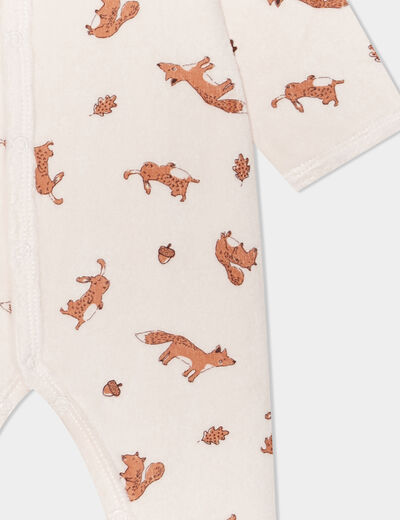 Pyjama dors-bien en velours ecru bébé