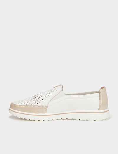Mocassins pied large Confortissimo blanc femme