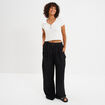 Pantalon large fluide noir femme