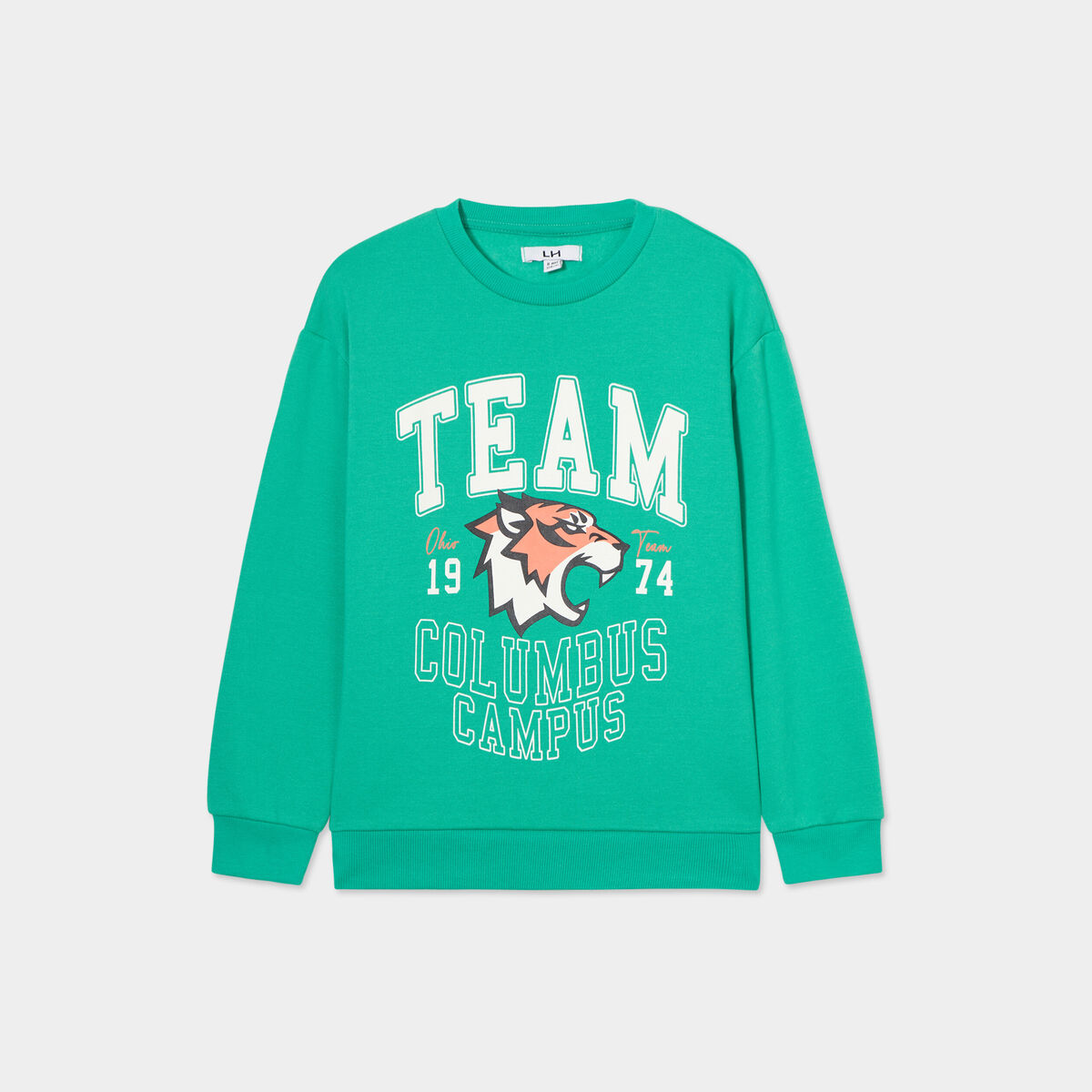 Sweat col rond manches longues vert menthe gar&ccedil;on