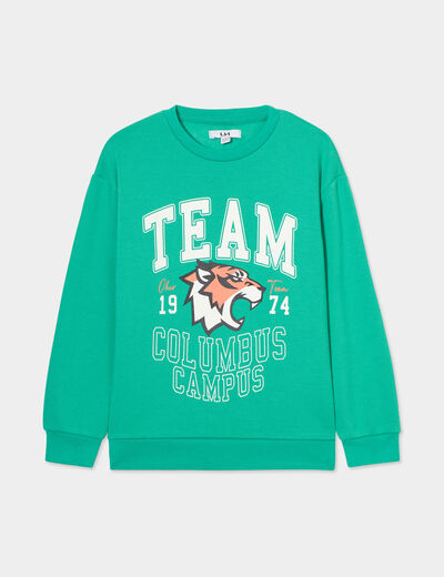 Sweat col rond manches longues vert menthe garçon