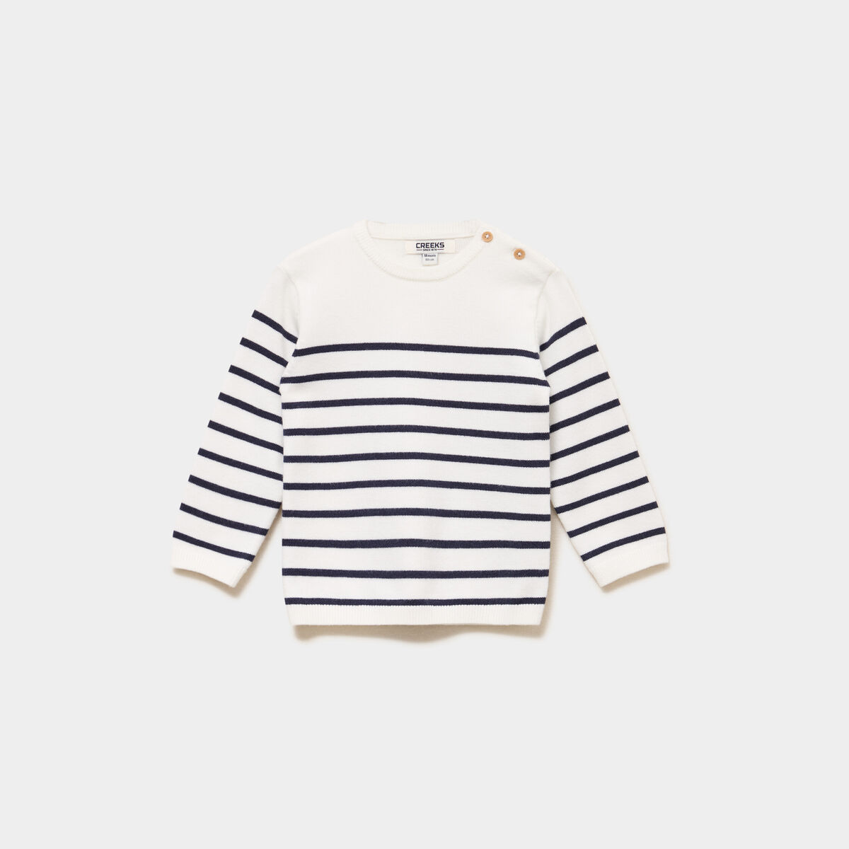 Pull marini&egrave;re col rond manches longues ivoire b&eacute;b&eacute; gar&ccedil;on