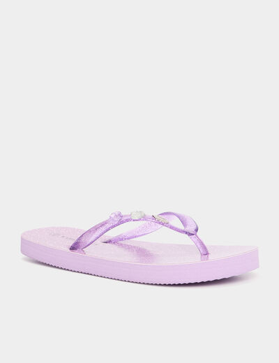 Tongs à paillettes et bijoux Wamea Beach mauve fille