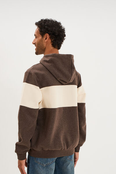 Sweat hoodie 1 poche marron chocolat homme