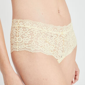 shorty en dentelle jaune pastel femme Shorty en dentelle jaune pastel femme