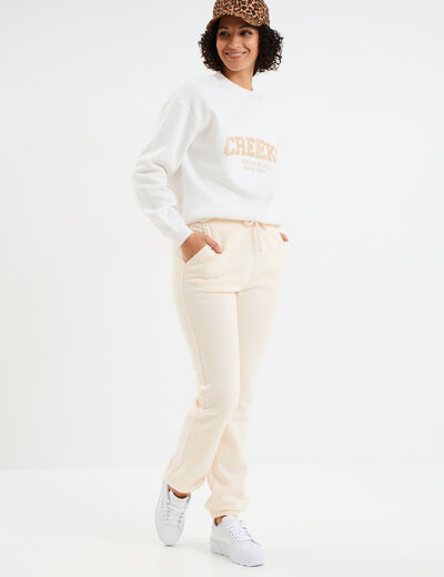 Pantalon jogging droit molleton sable femme