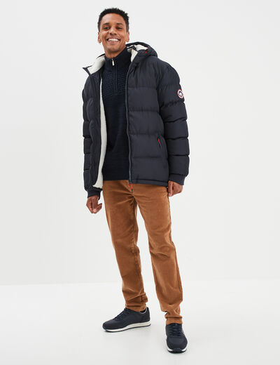 Doudoune doublée à capuche bleu foncé homme