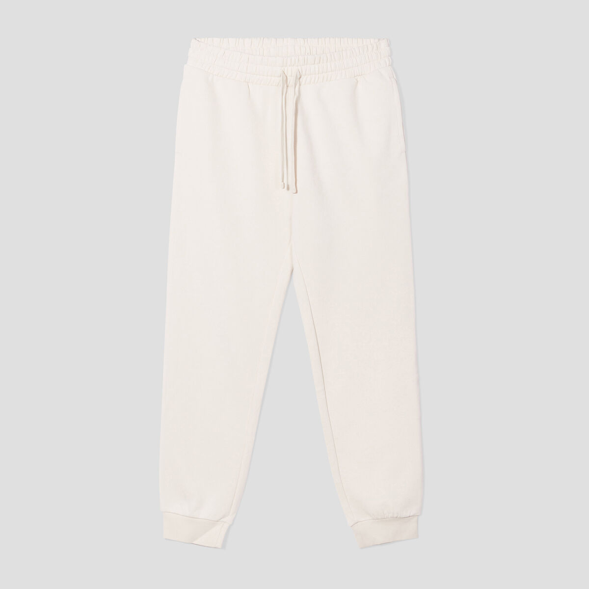 Pantalon jogging droit molleton ecru homme