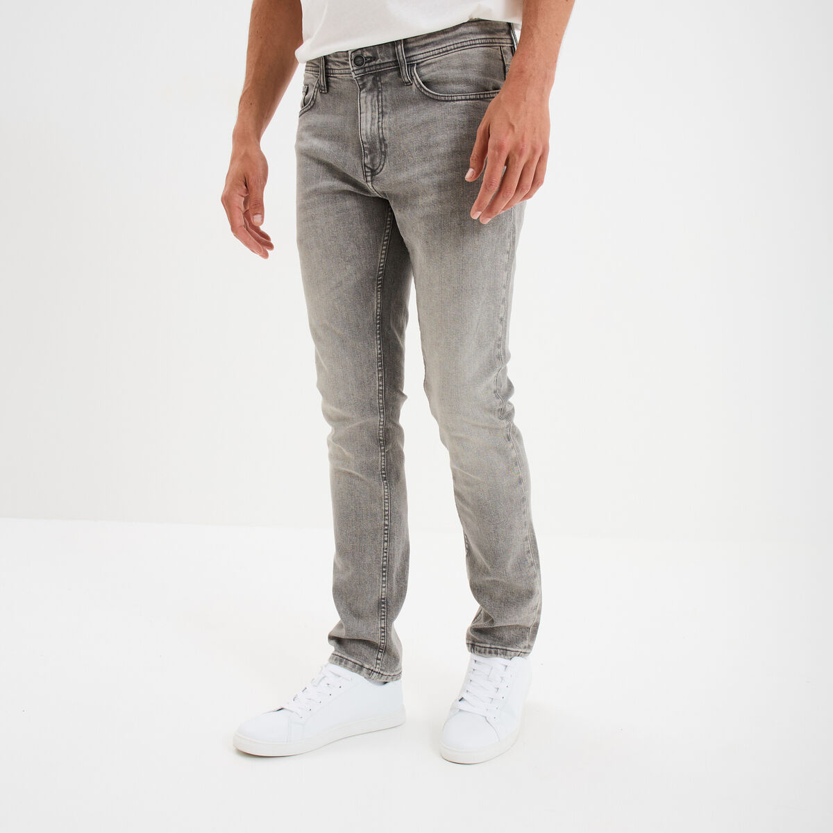 Jeans denim straight 5 poches Creeks denim gris homme