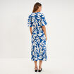 Robe longue col V taille &eacute;lastiqu&eacute;e bleu marine femme