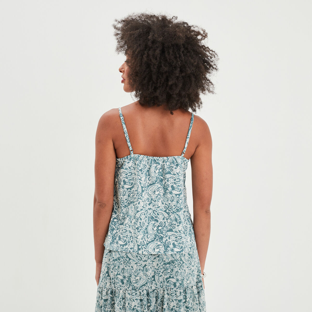 Caraco bretelles fines vert femme