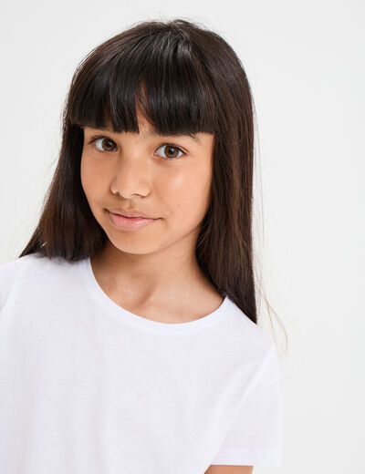 T-shirt manches courtes en coton blanc fille