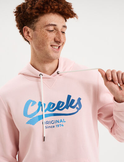 Sweat hoodie 1 poche molleton rose pastel homme