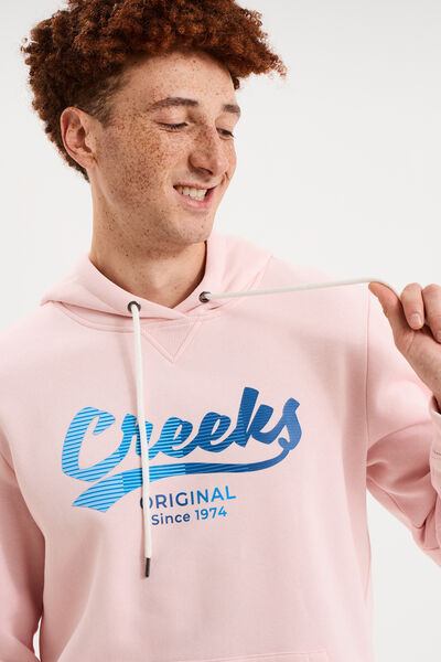 Sweat hoodie 1 poche molleton rose pastel homme