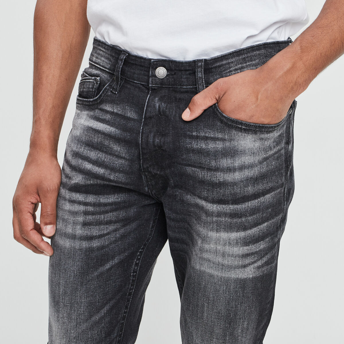 Jeans regular denim gris fonce homme
