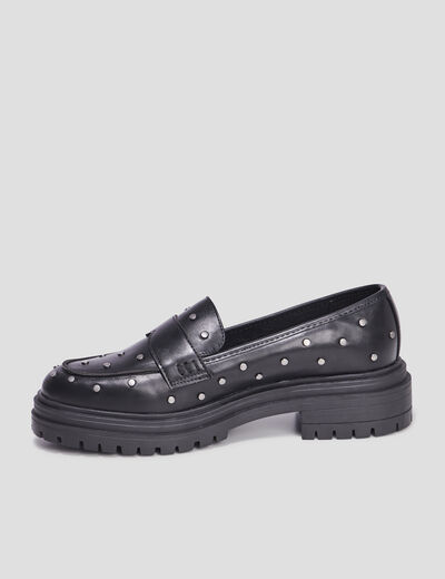 Mocassins crantés à clous noir femme