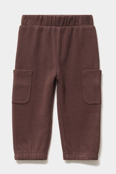 Pantalon maille 2 poches marron fonc&eacute; b&eacute;b&eacute; gar&ccedil;on