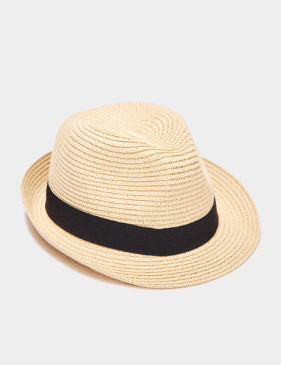 Chapeau trilby tressé sable femme