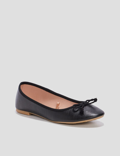 Ballerines plates avec noeuds noir femme