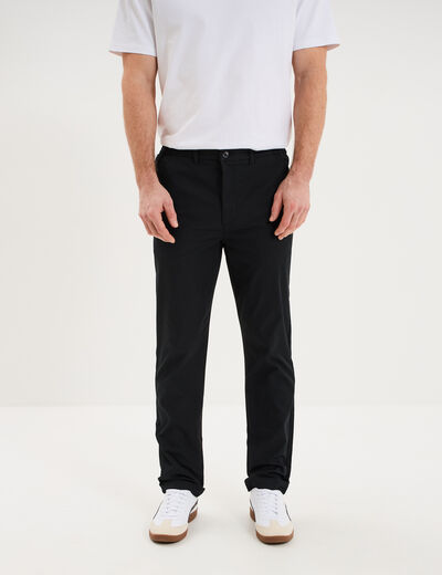Pantalon chino droit extensible noir homme