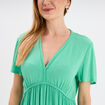 Robe col en V détails tressés vert menthe femme