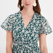 Robe longue évasée col cache-coeur vert foncé femme