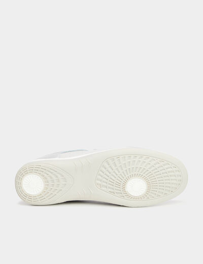 Tennis basses pied large en cuir blanc femme