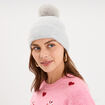 Bonnet &agrave; pompon gris femme