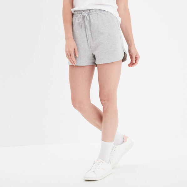 short de jogging taille elastiquee gris clair femme Short de jogging taille élastiquée gris clair femme