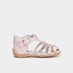 Sandales bout ferm&eacute; en cuir rose b&eacute;b&eacute; fille