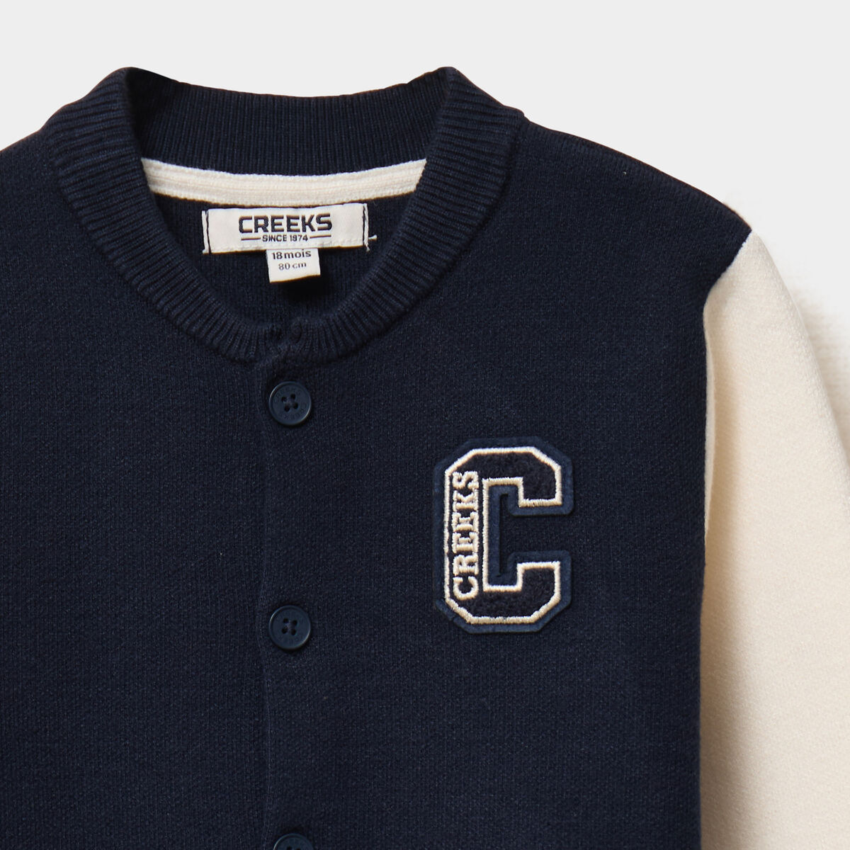 Gilet boutonn&eacute; col teddy manches longues bleu marine b&eacute;b&eacute; gar&ccedil;on