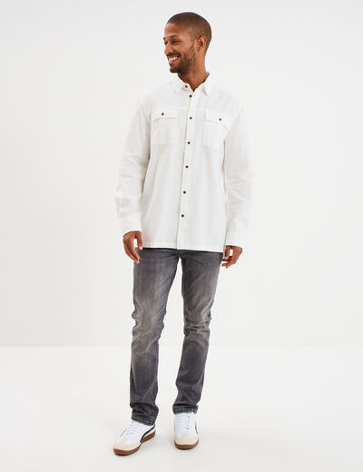 Chemise manches retroussables ivoire homme