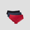 Lot 3 shortys en coton avec dentelle bleu gris femme