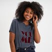 T-shirt manches courtes coton bleu gris femme