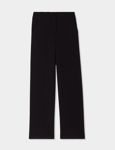 Pantalon large fluide taille élastiquée noir femme