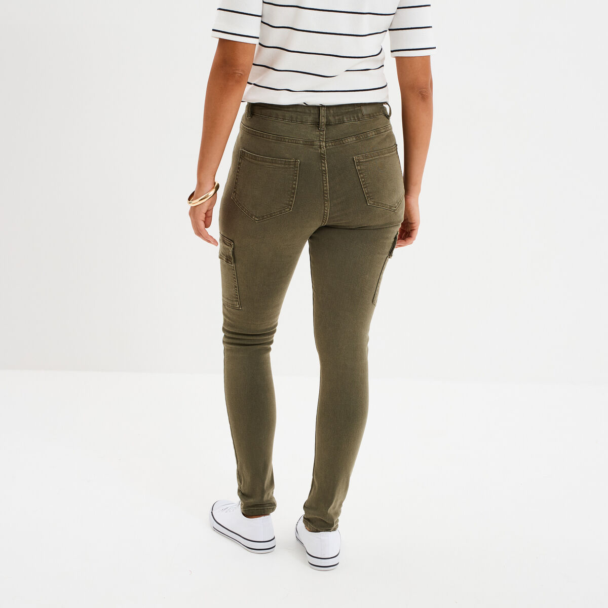 Pantalon cargo skinny 7/8ème Liberto vert kaki femme