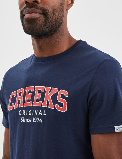 T-shirt manches courtes coton Creeks bleu marine homme