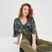 Blouse manches kimono avec lin Liberto noir femme