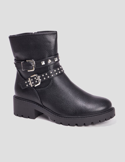 Bottines boucles et clous à talons noir femme