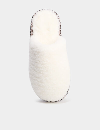 Chaussons mules effet polaire blanc femme