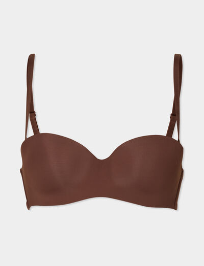Soutien-gorge bandeau microfibre marron femme