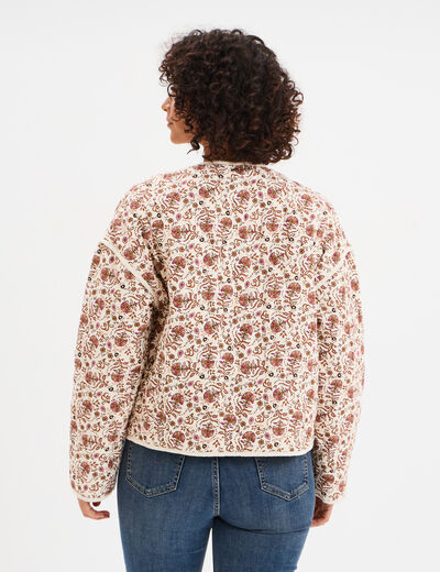 Veste matelassée col rond coton blanc femme