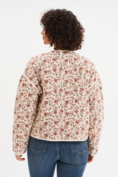 Veste matelass&eacute;e col rond coton blanc femme