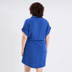 Robe manches courtes en gaze de coton bleu roi femme grande taille