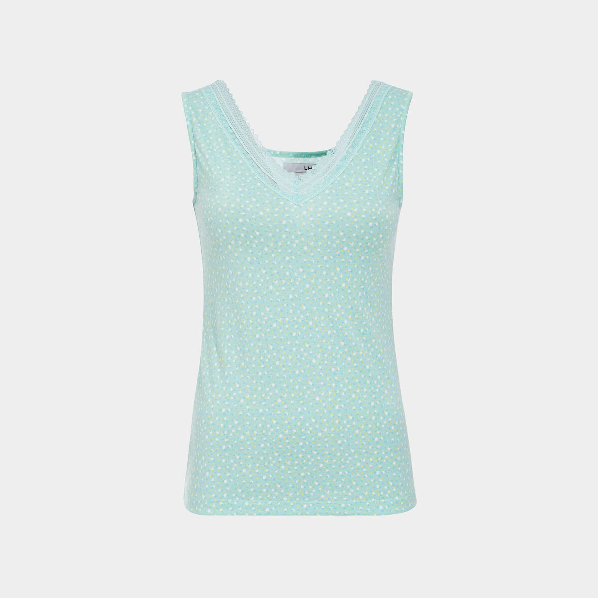 Haut de pyjama débardeur vert turquoise femme