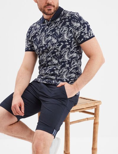 Polo droit manches courtes coton bleu marine homme