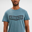T-shirt manches courtes coton d&eacute;lav&eacute; bleu gris homme