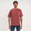 T-shirt col rond coupe relax coton &eacute;pais vieux rose homme
