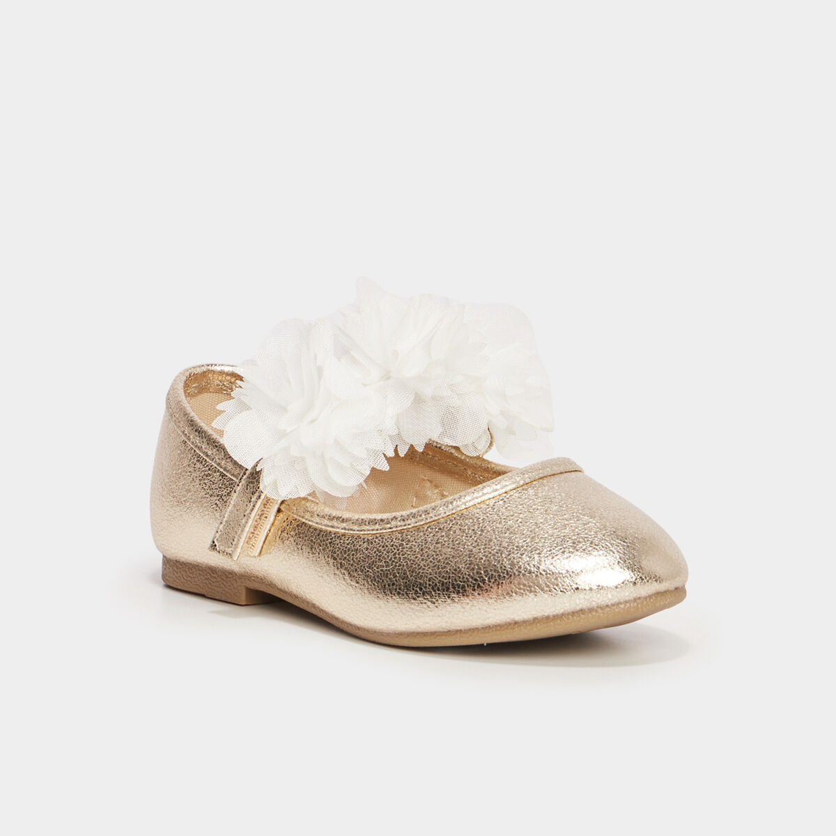 Ballerines c&eacute;r&eacute;monie d&eacute;tails fleurs jaune or fille